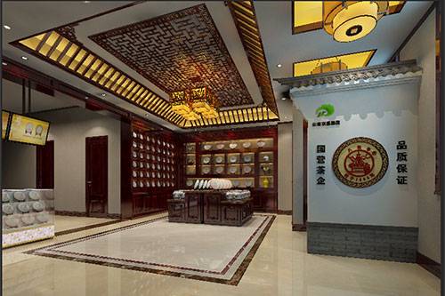 古樸典雅的中式茶葉店大堂設計效果圖
